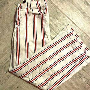 Express ankle jeans white w/stripes